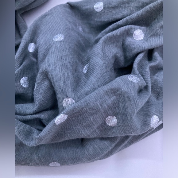 Aerie Gray Infinity Scarf with Silver Poka Dots - Picture 3 of 5
